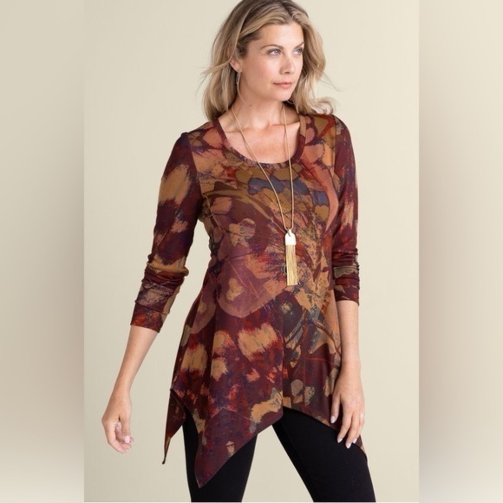 Soft Surroundings the Julia top size small high low long sleeve shirt NWT